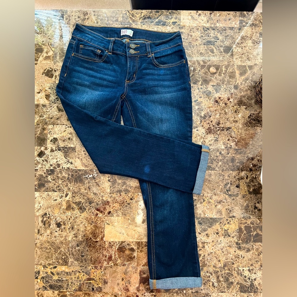 🌻SO Jeans Womens/Juniors Sz 5 Crop Roll-up  Dark Wash Jeans🌻